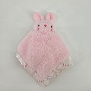 Parents Choice Pink Bunny Lovey Security Blanket Rainbow Satin Back 12x12